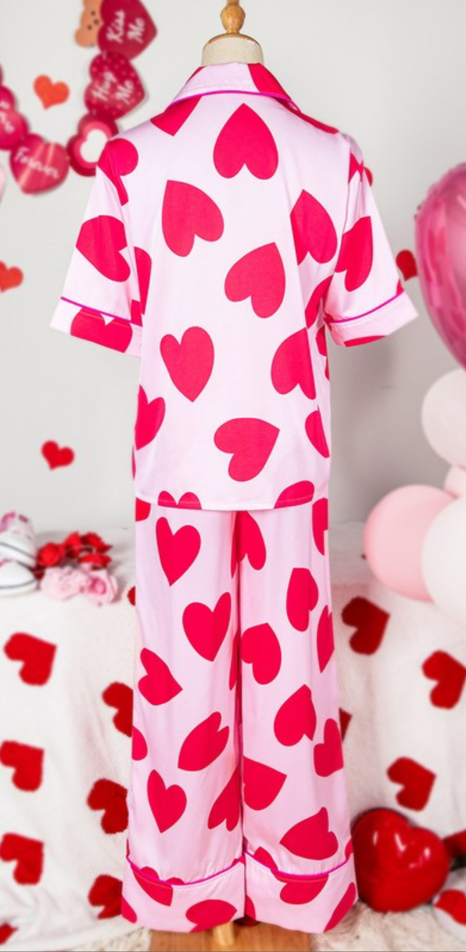 Hearts Satin Pajama Set