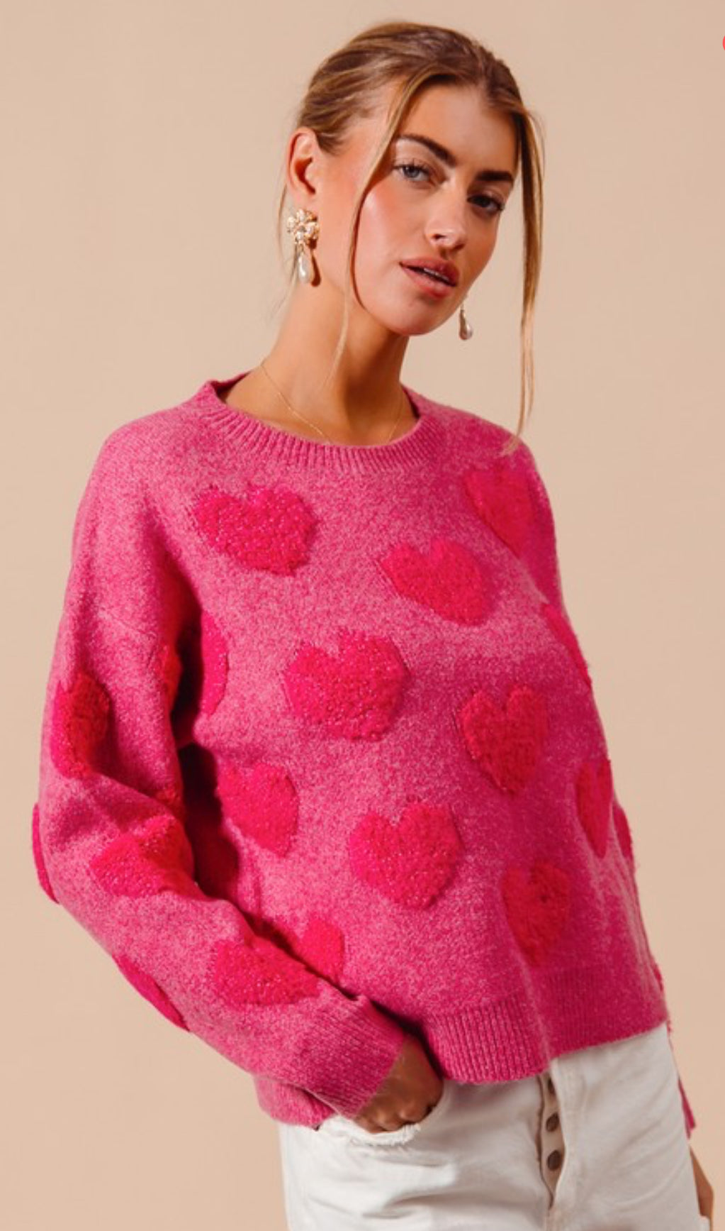 Chenille Textured Heart Valentine Sweater