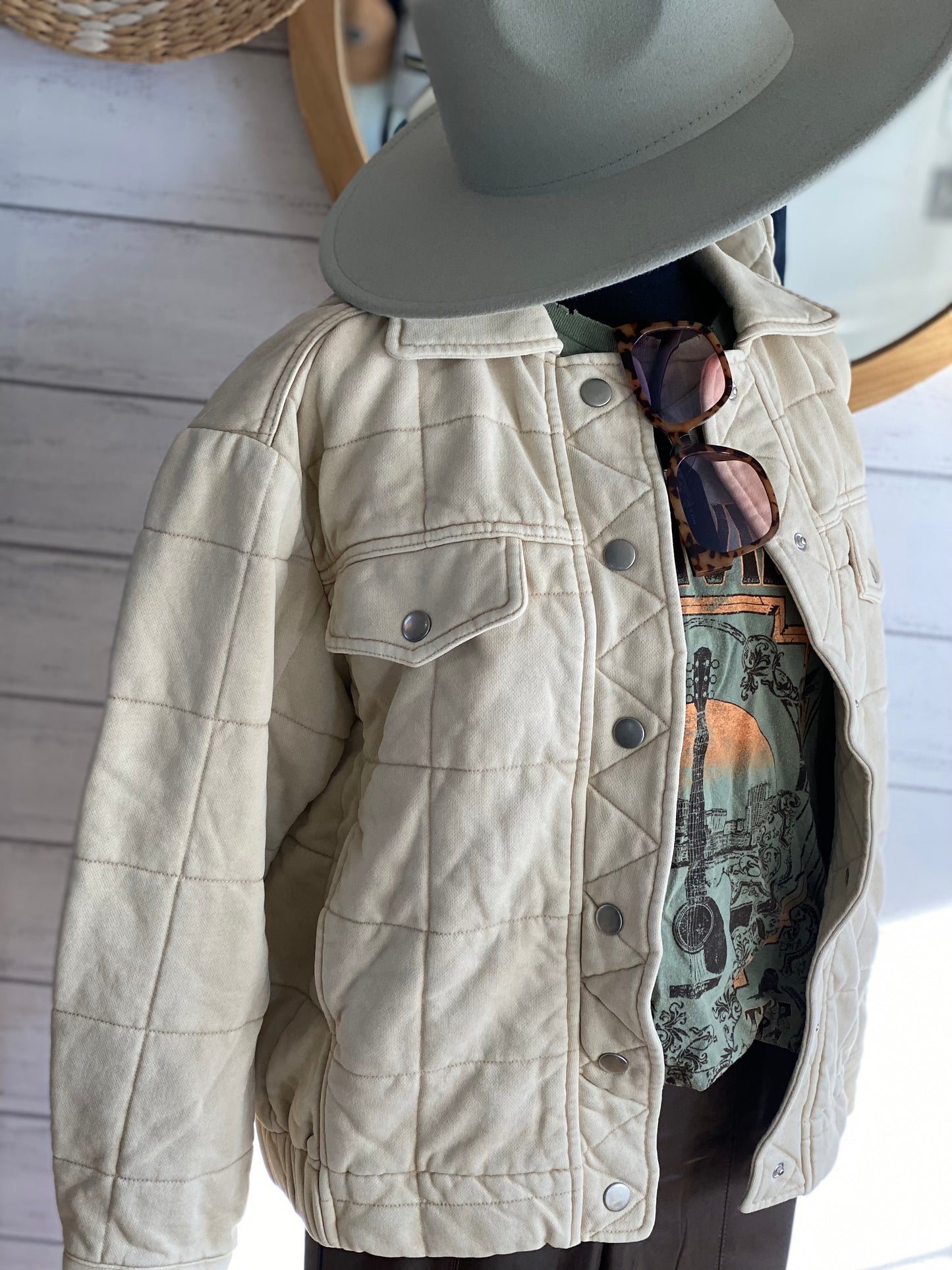 Stone Washed Quilted Jacket