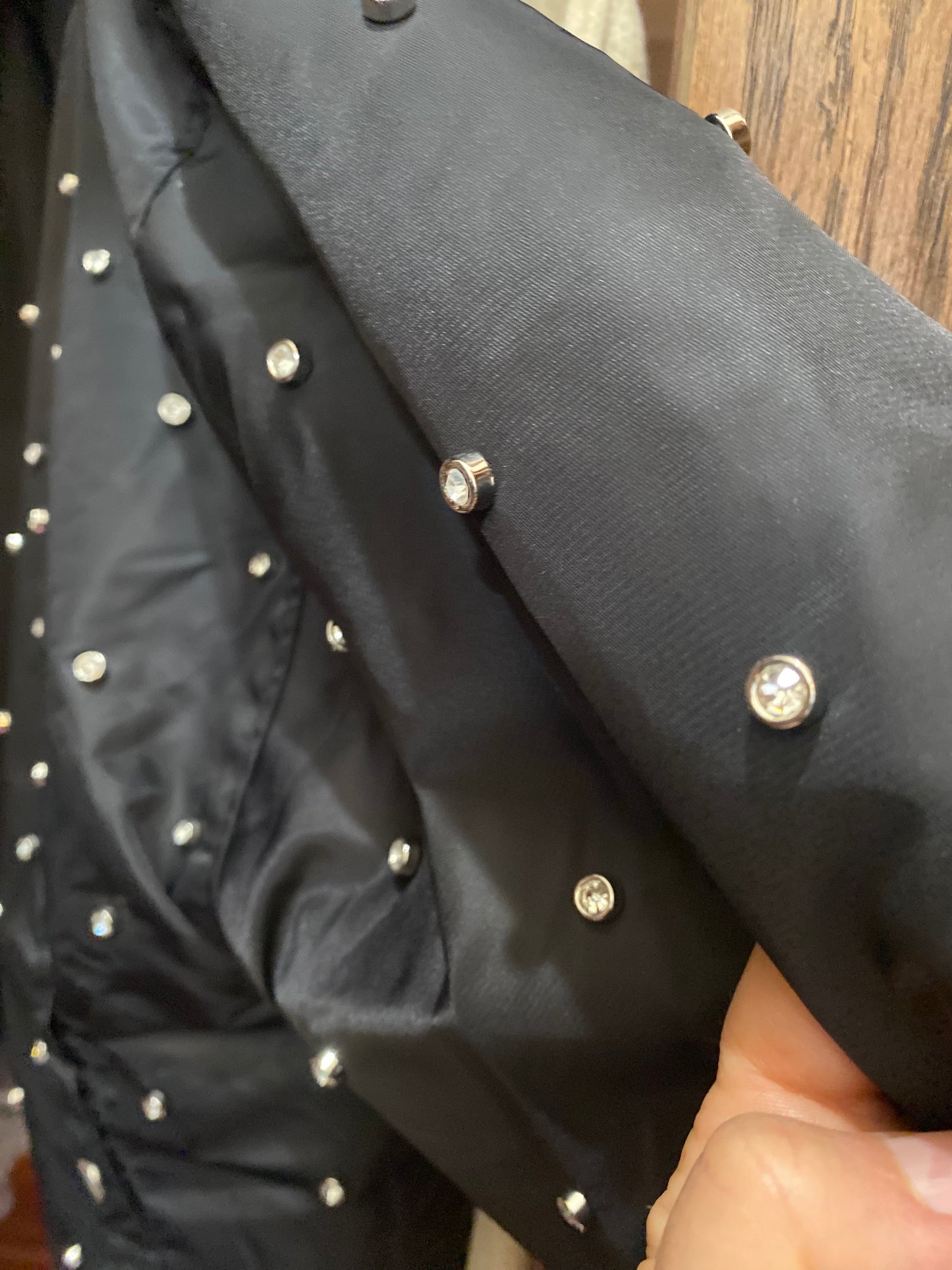 Blue B Rhinestone Embellished Bomber Jacket