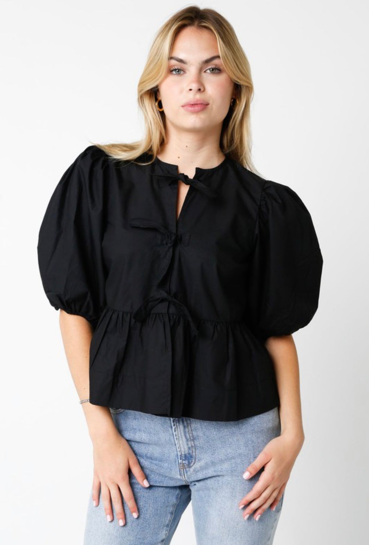 Short Sleeve Tie Front Top