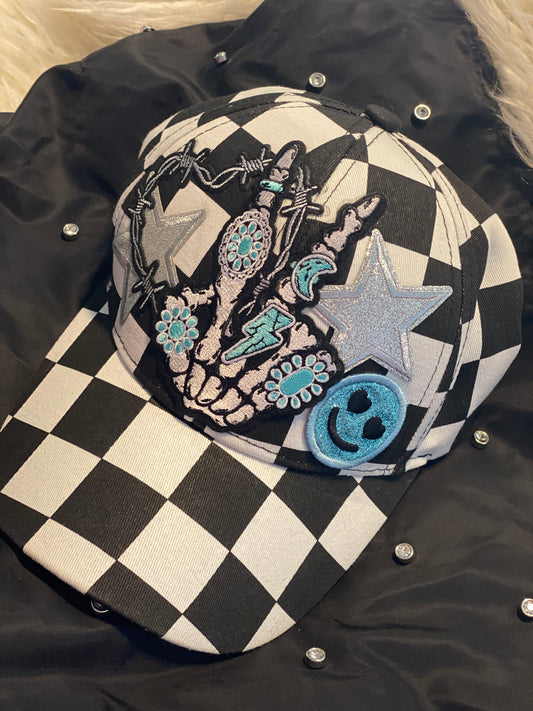 Turquoise Skeleton Fingers Trucker Cap