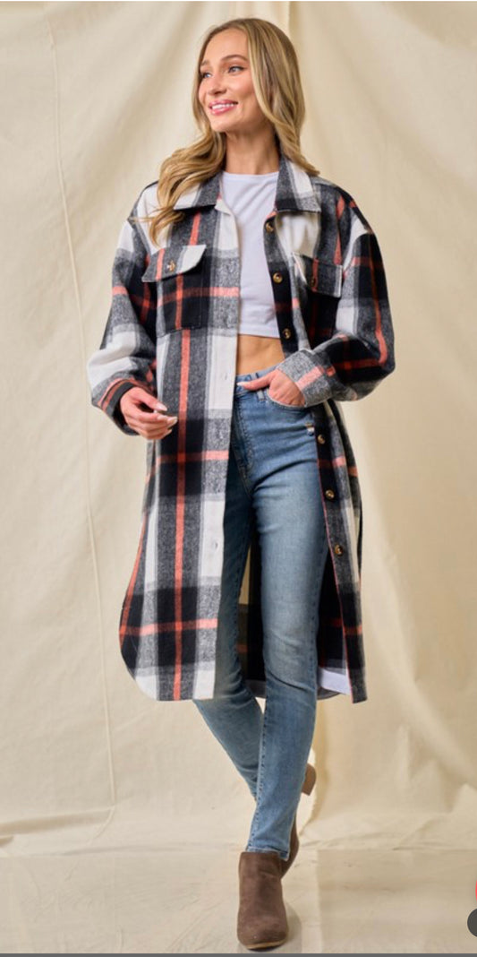 Flannel Plaid Long Shacket