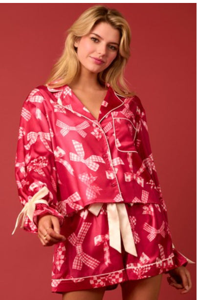 Bows Satin Pajama Set