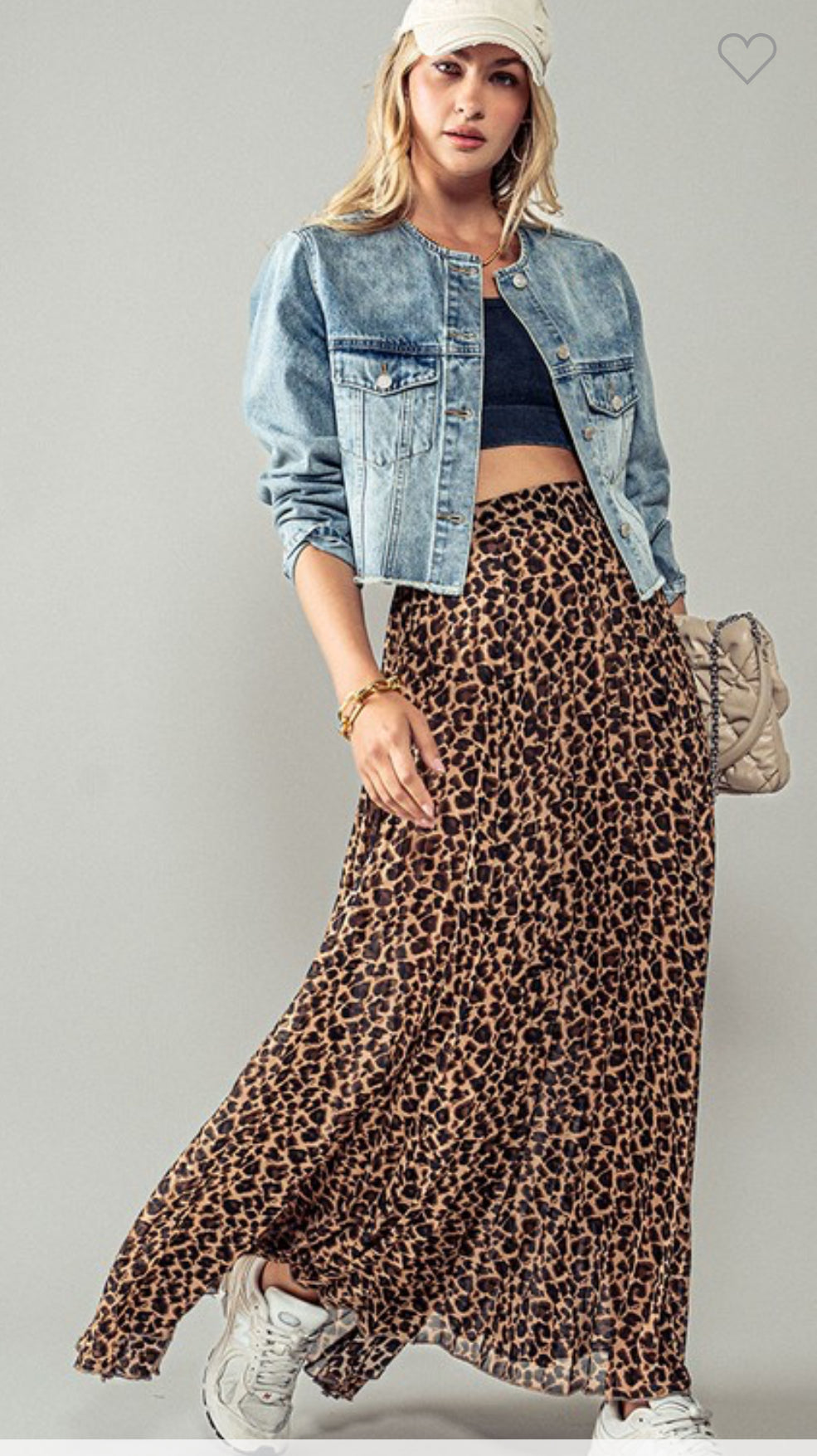 Leopard Pleated Maxi Skirt