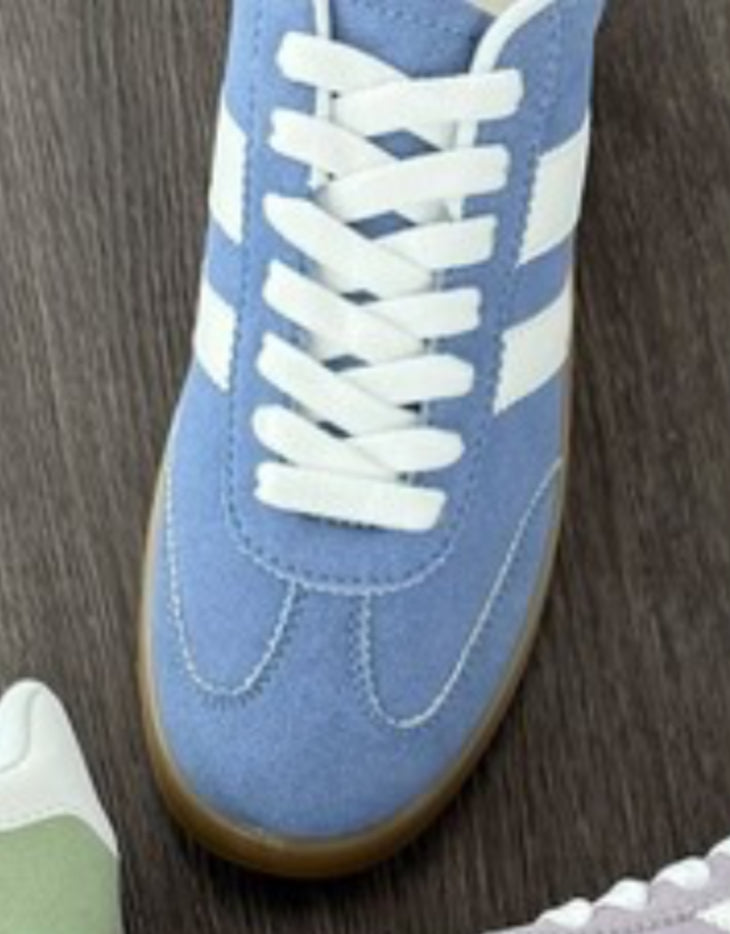 Blue and White Athletic Sneakers