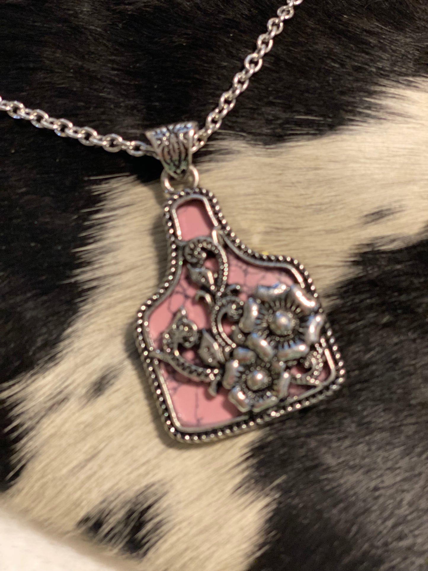 Western Floral Cattle Tag Necklace