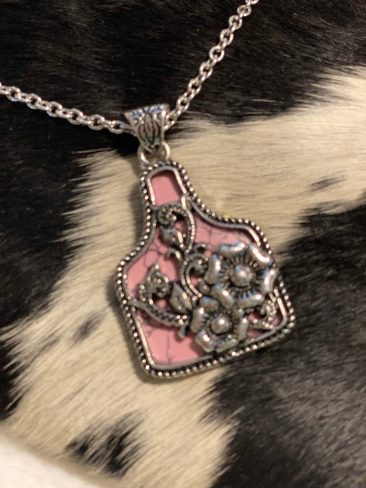 Western Floral Cattle Tag Necklace