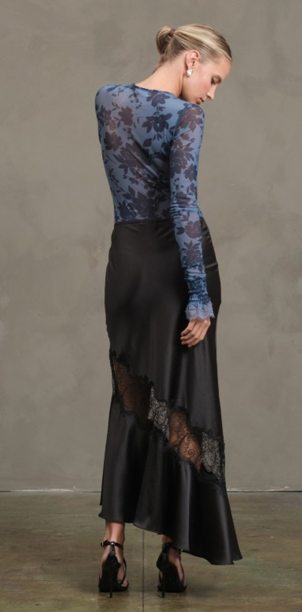 Satin and Lace Maxi Skirt