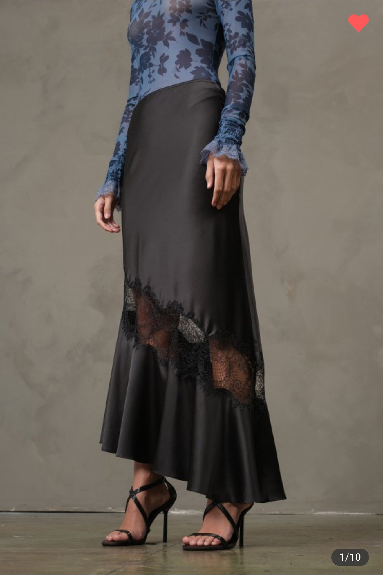 Satin and Lace Maxi Skirt