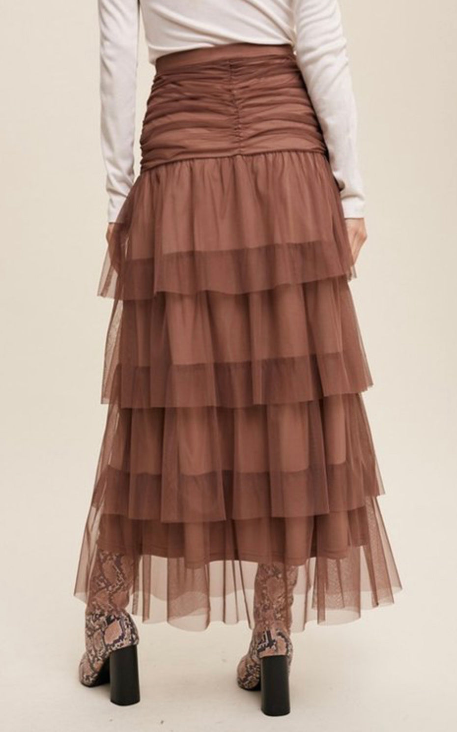 Mocha Mesh Maxi Skirt