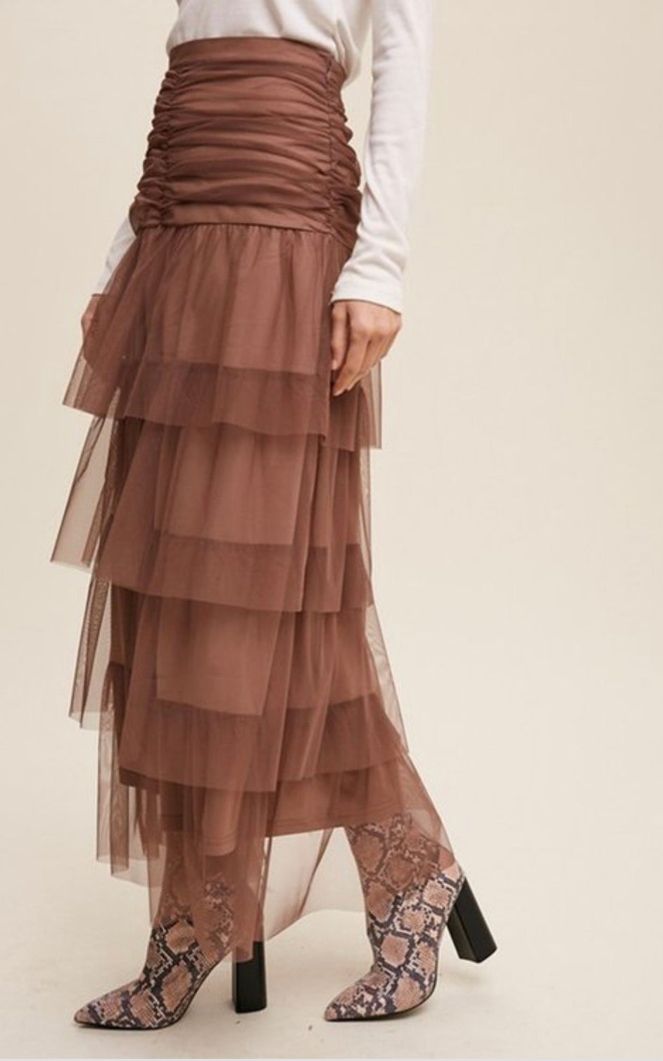 Mocha Mesh Maxi Skirt