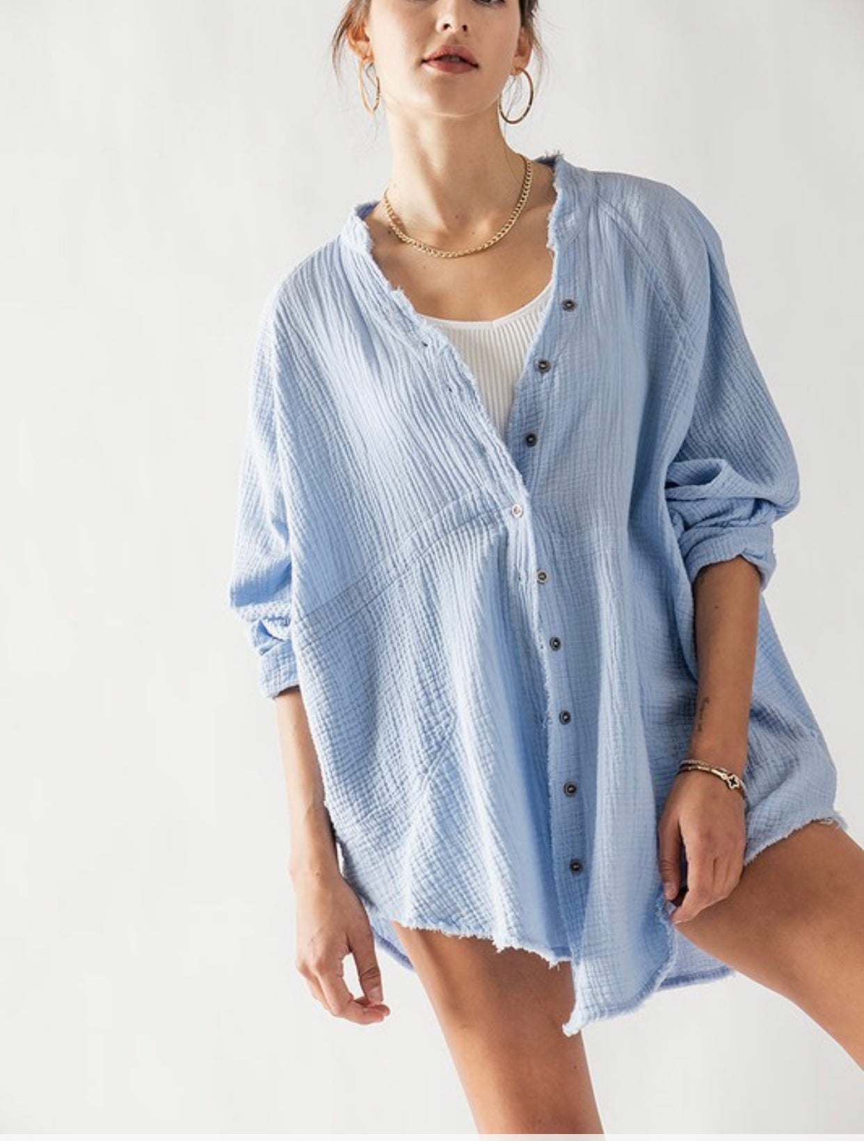 Airy Blue Gauze Shirt