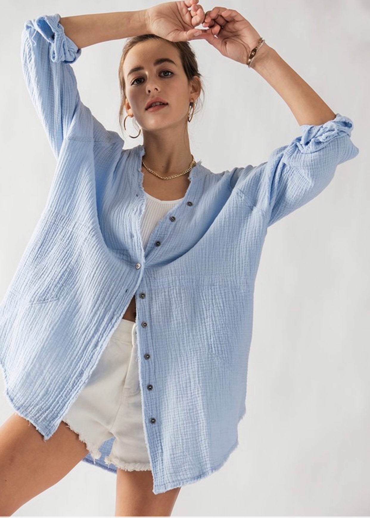 Airy Blue Gauze Shirt