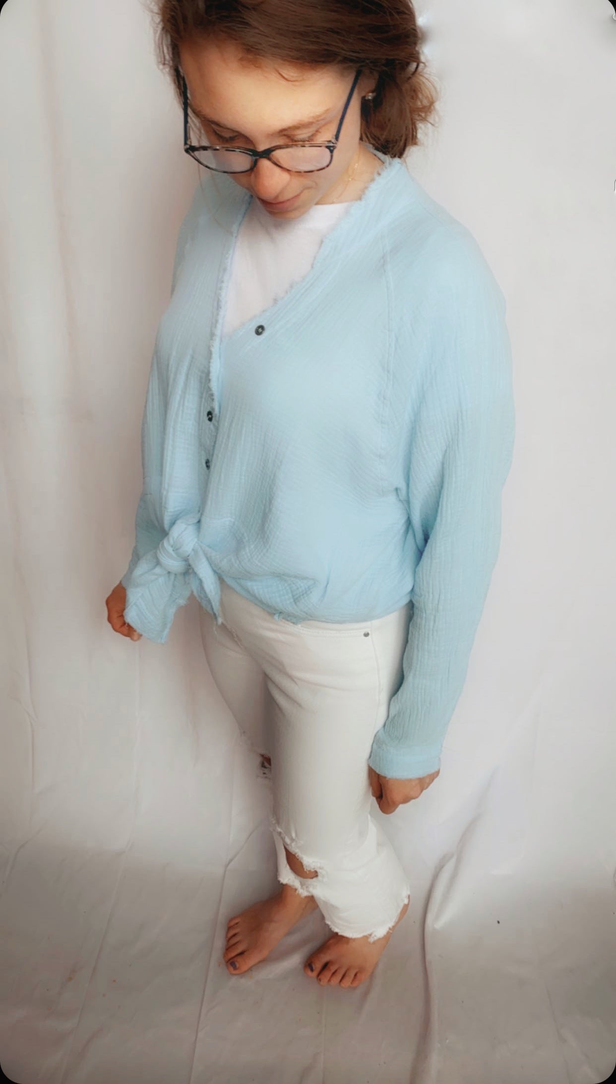 Airy Blue Gauze Shirt