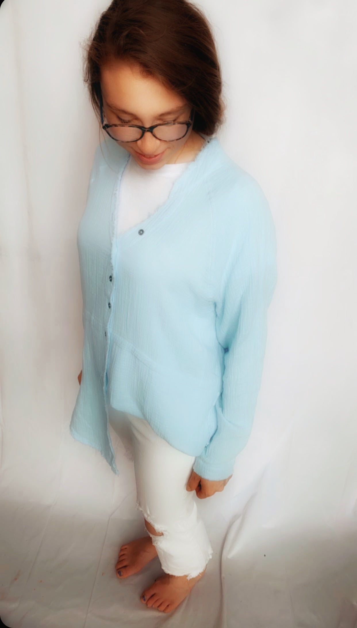 Airy Blue Gauze Shirt