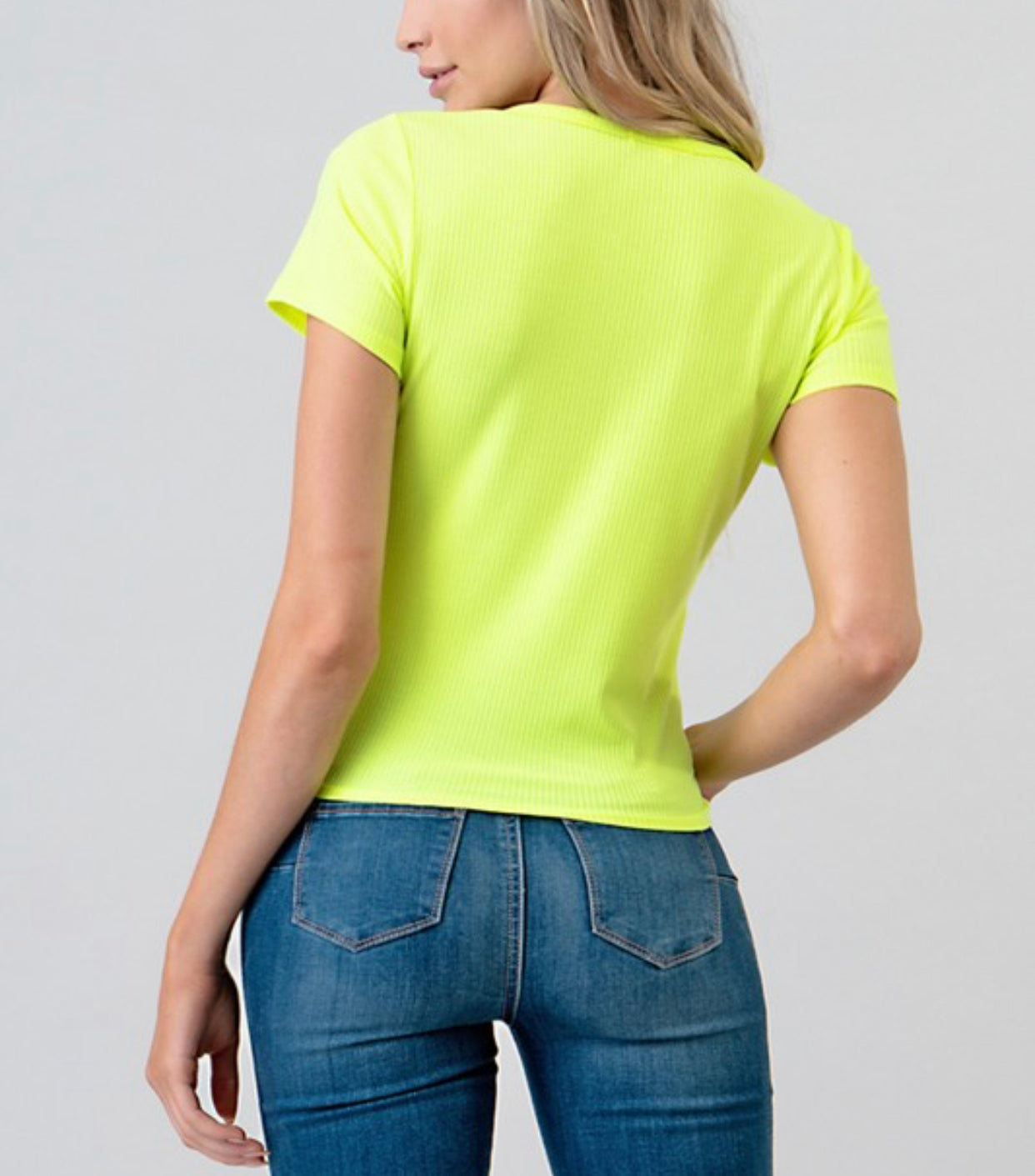 Neon Lime Short Sleeved Henley Top