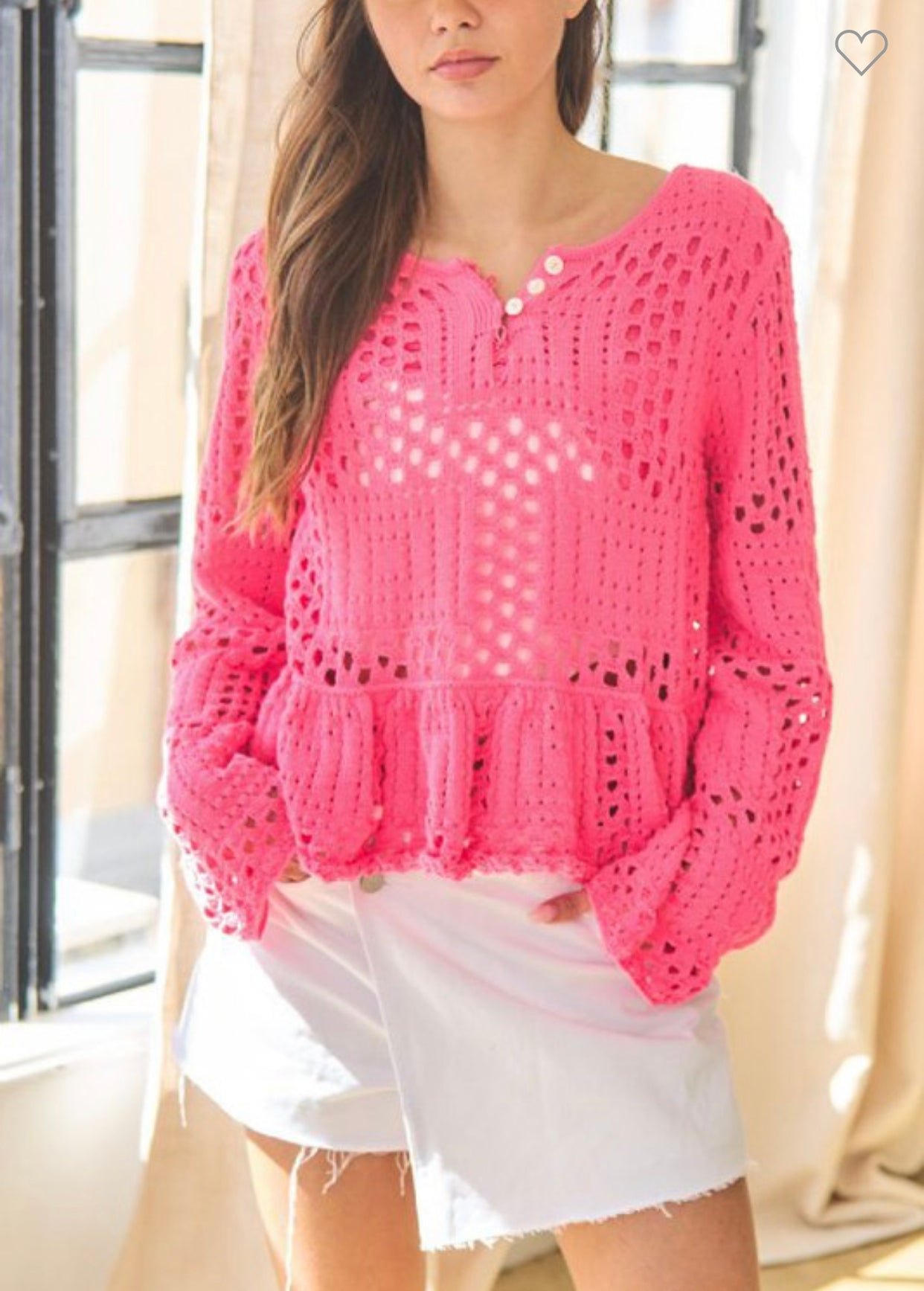 Hot Pink Crochet Sweater Top