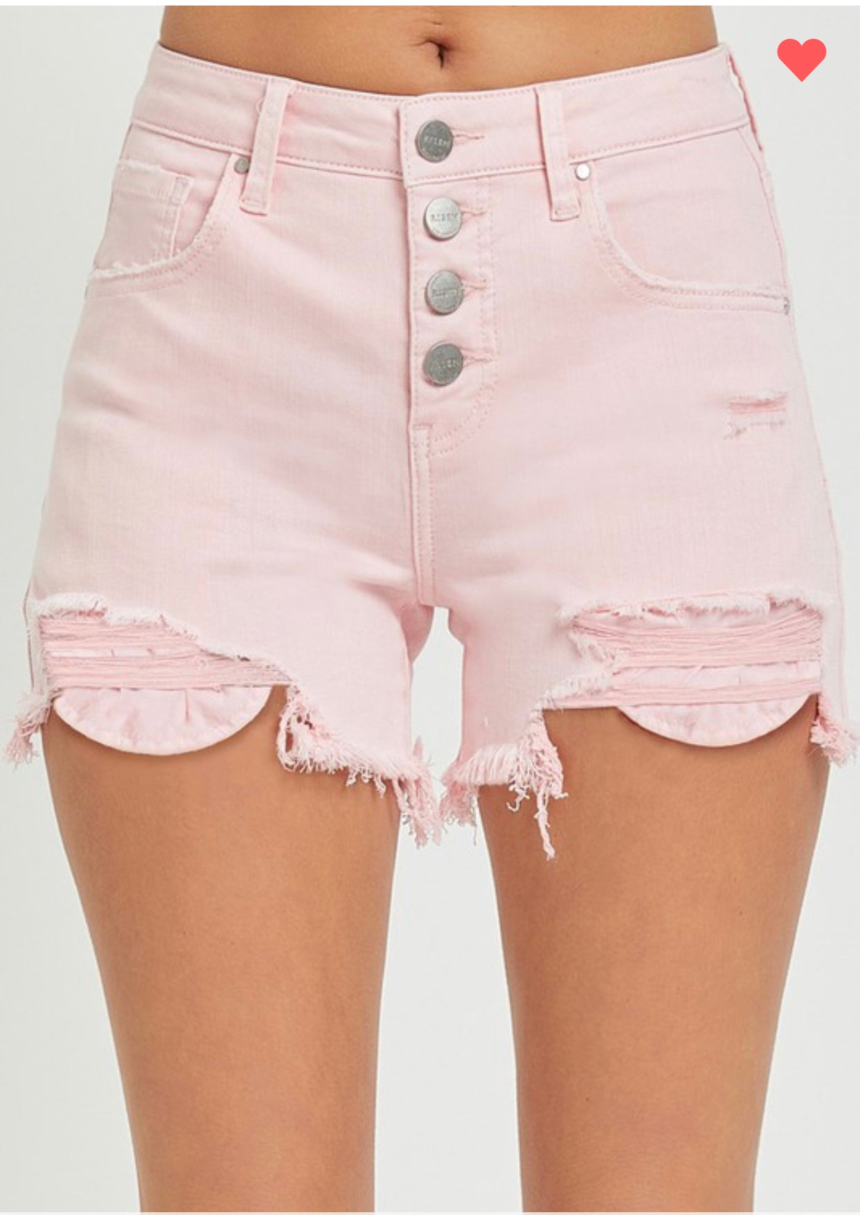 Risen Soft Pink Button Fly Shorts