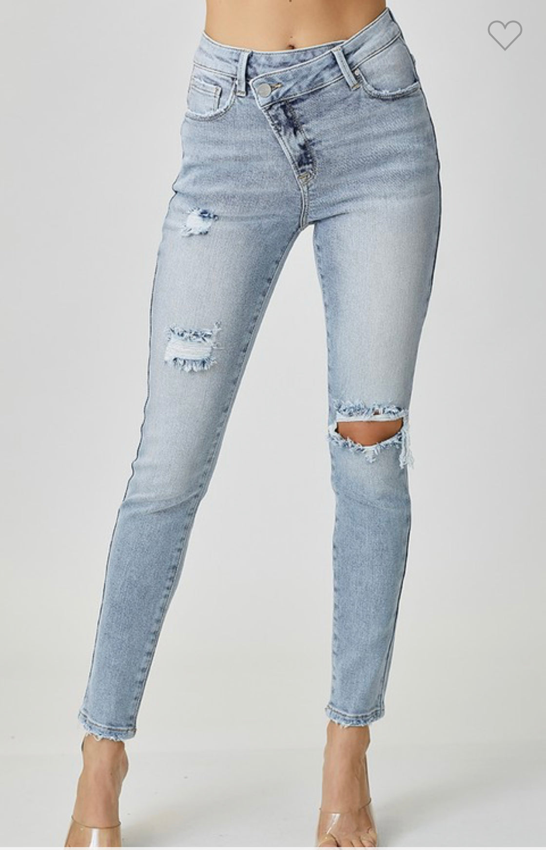 Risen High-Rise Crossover Relaxed Skinny Jeans