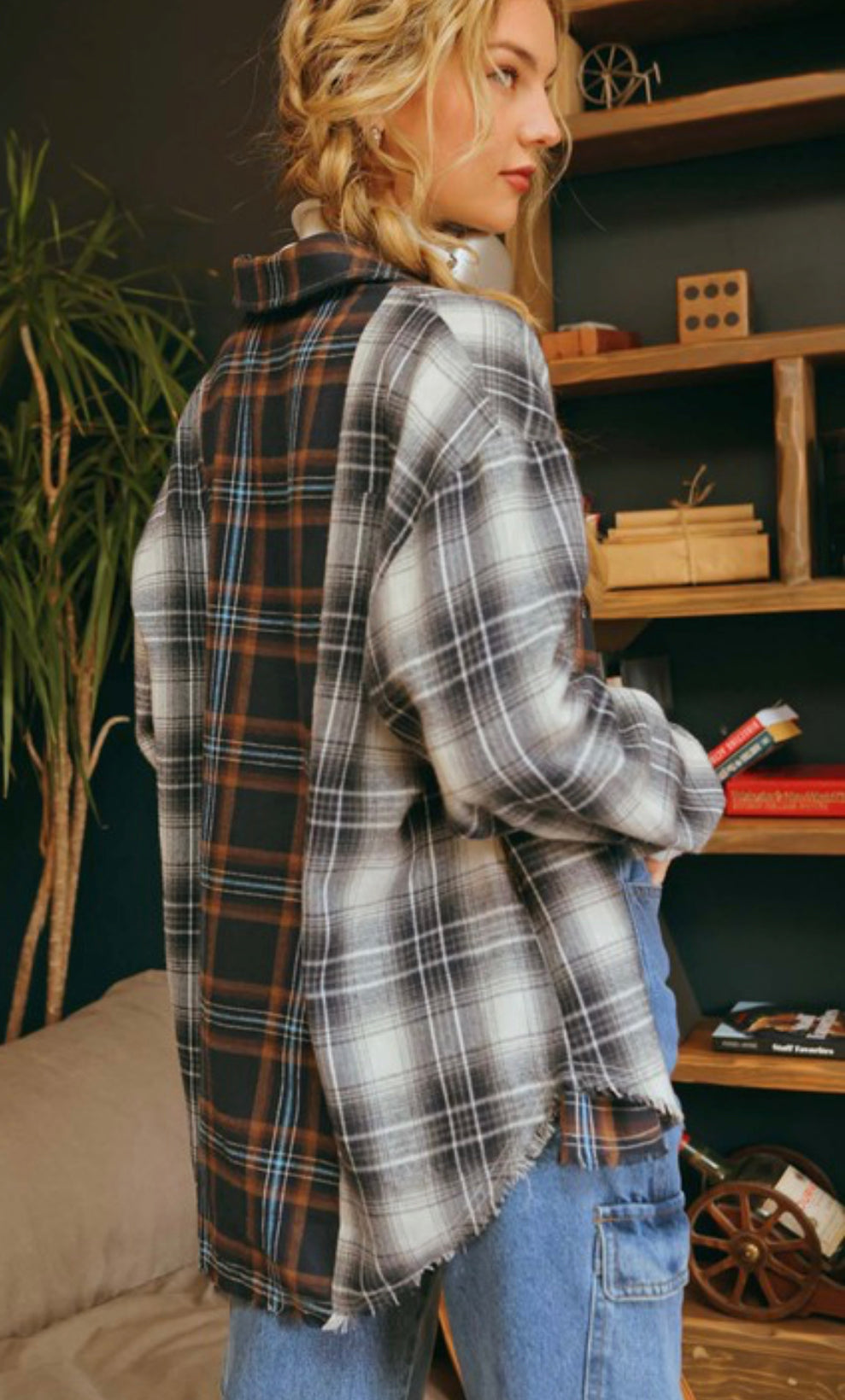 Plaid Patchwork Flannel Shirt