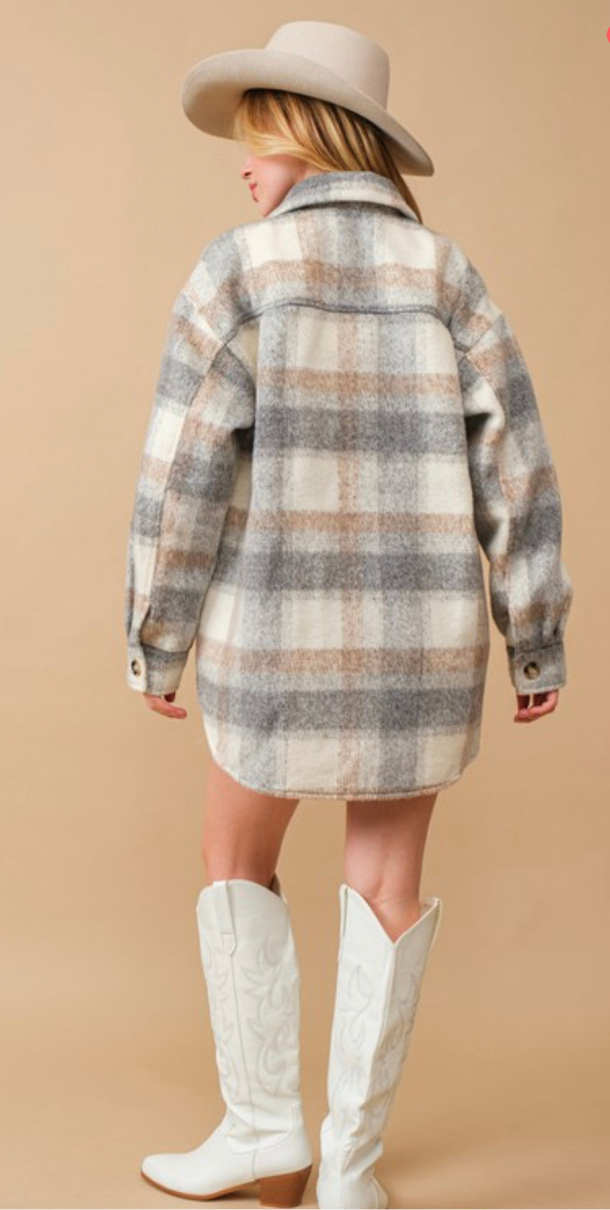 Brushed Yarn Plaid Shacket