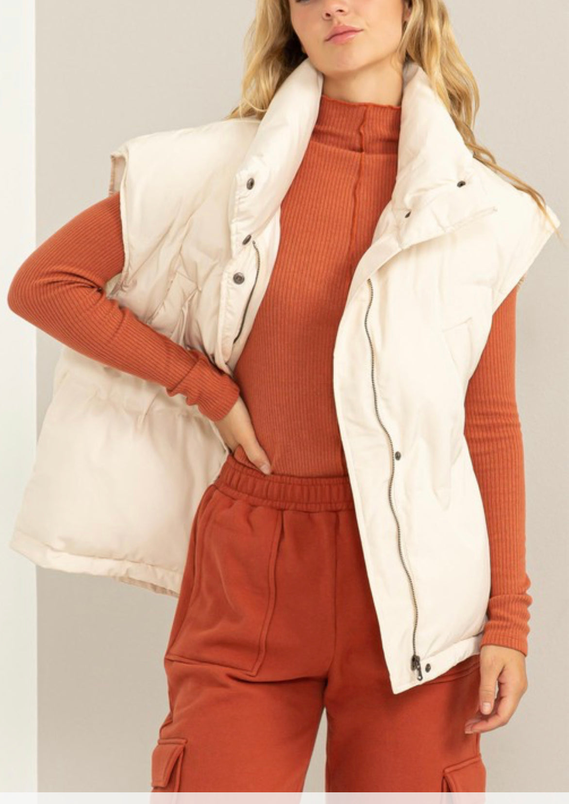 Cream Puffer Vest