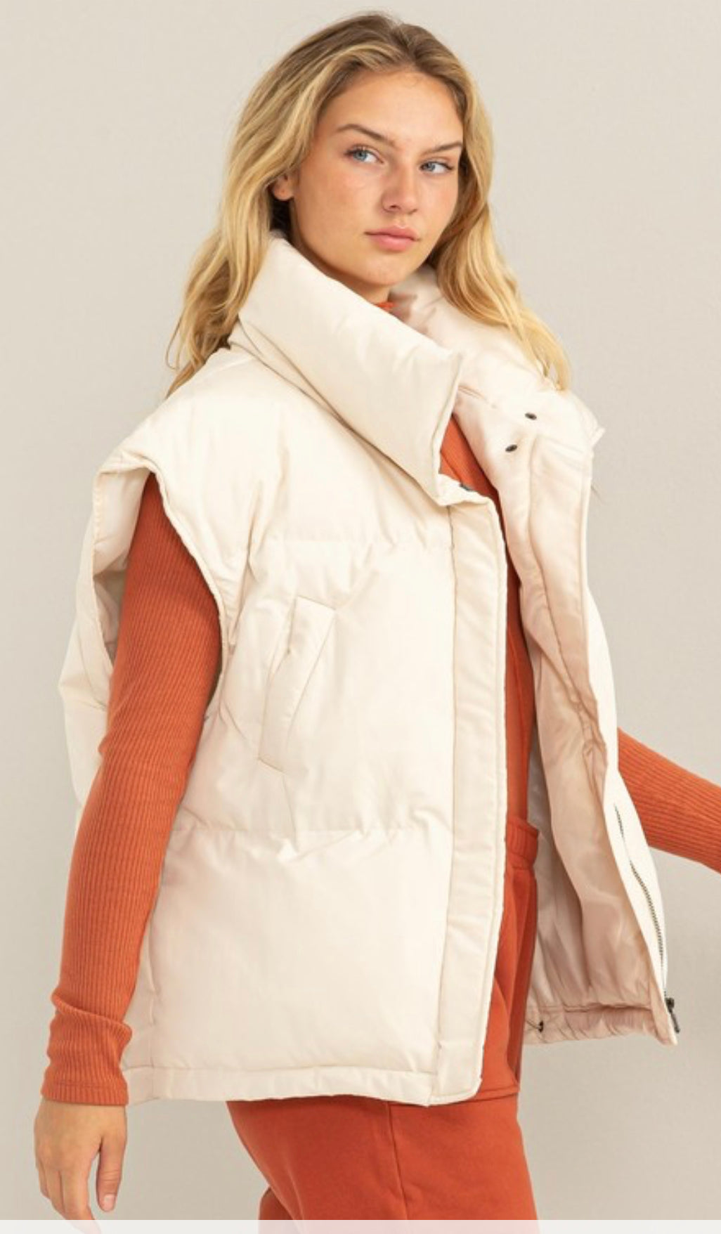 Cream Puffer Vest