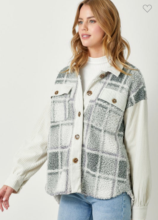 Mystree Plaid Sherpa Shacket