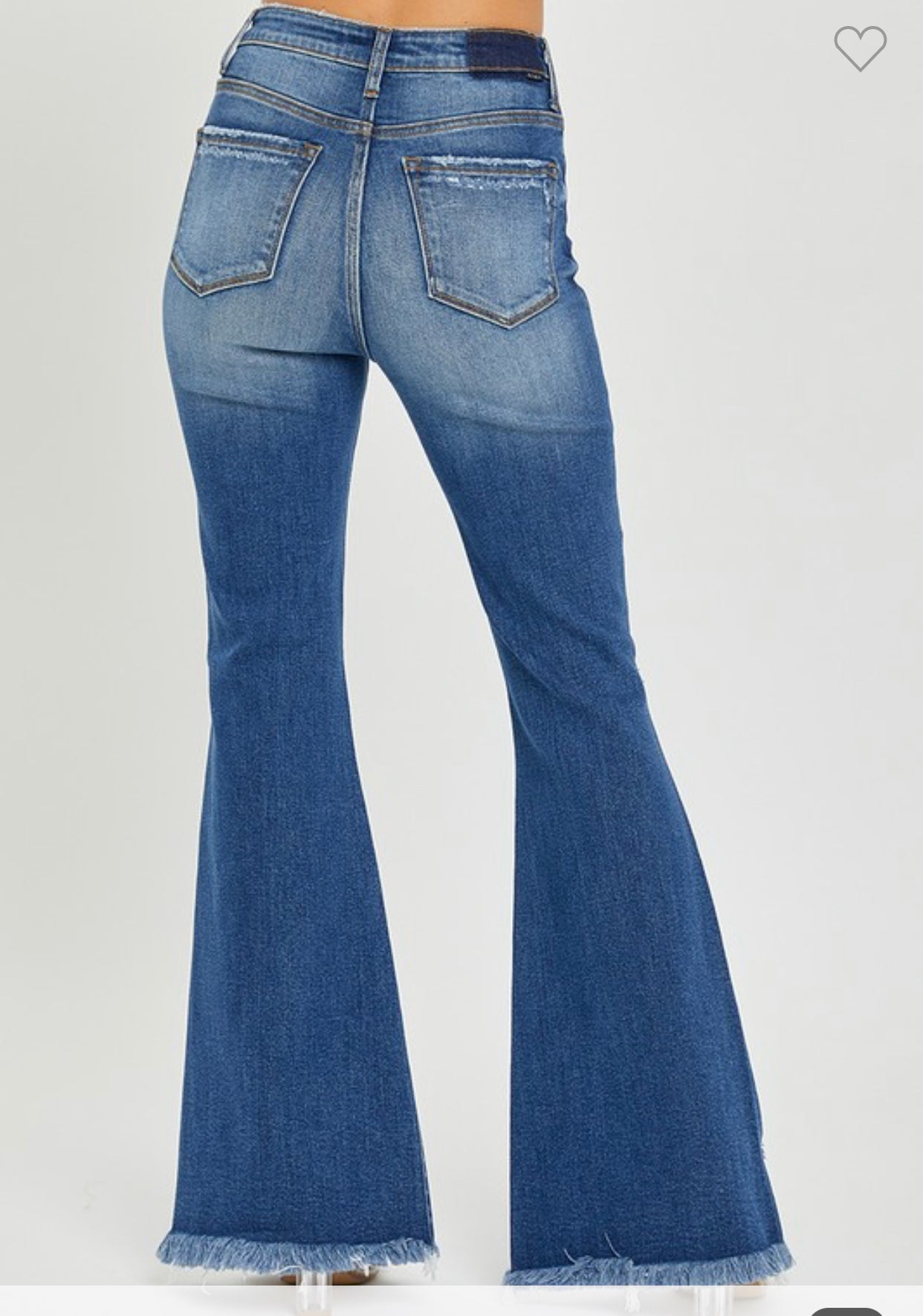 Risen Front Slit Flare Jeans