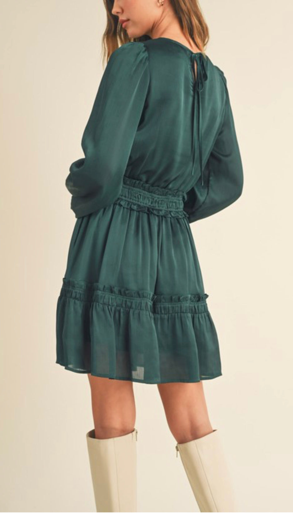 Satin Ruffle Midi Dress