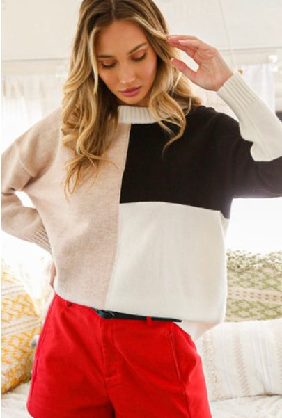 Color Blocked Neutral Sweater