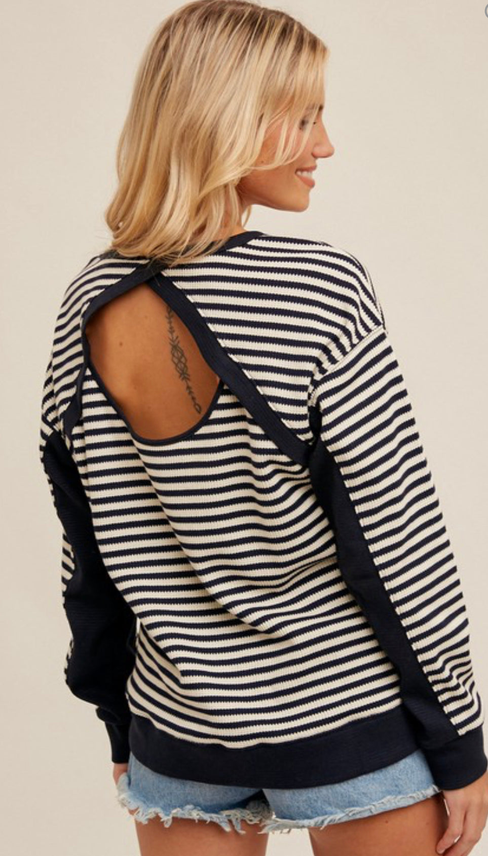 Thermal Open Back Stripe Top