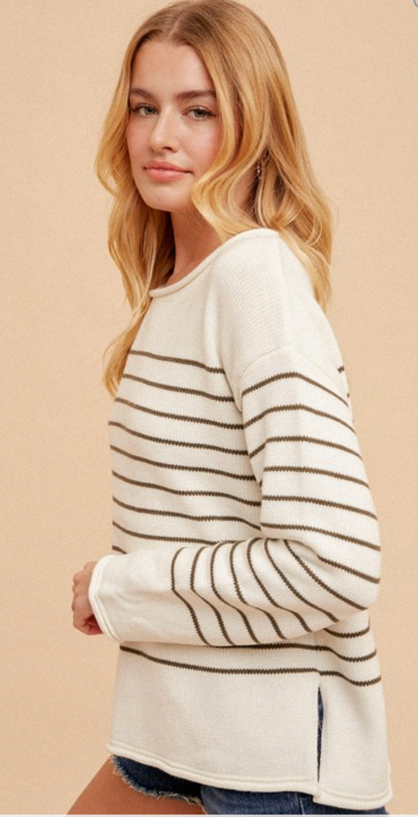 Olive Striped Sweater