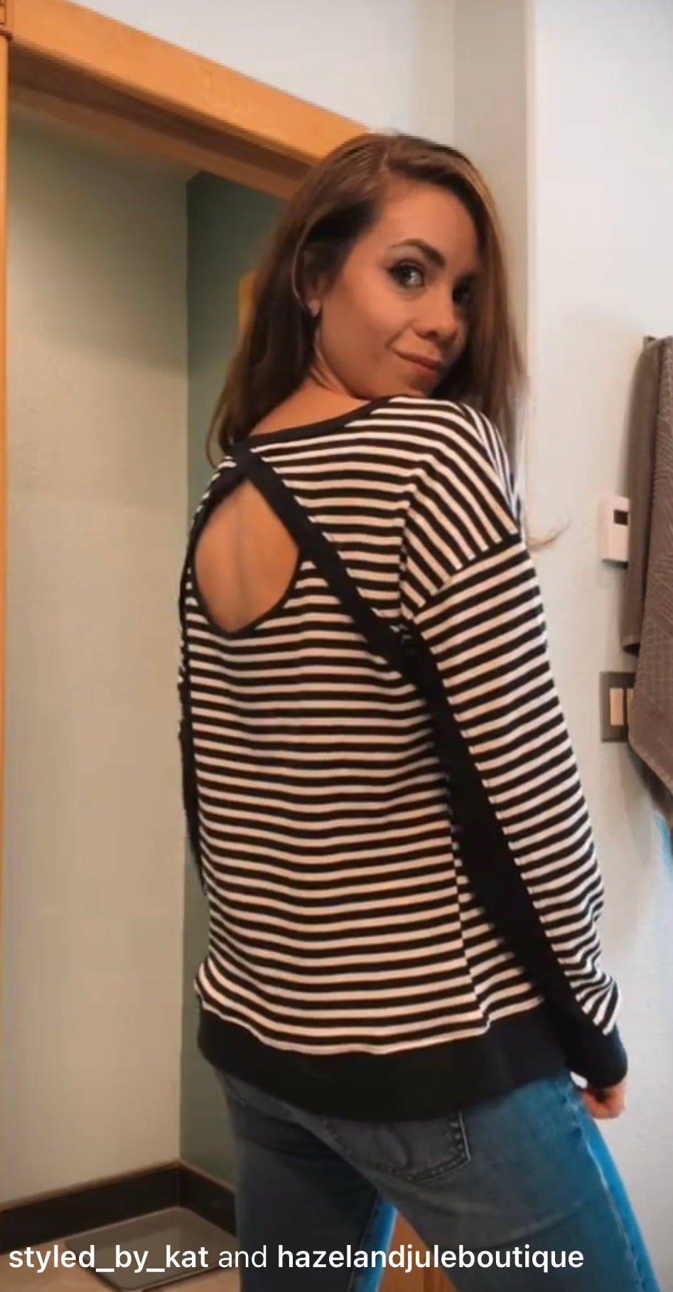 Thermal Open Back Stripe Top