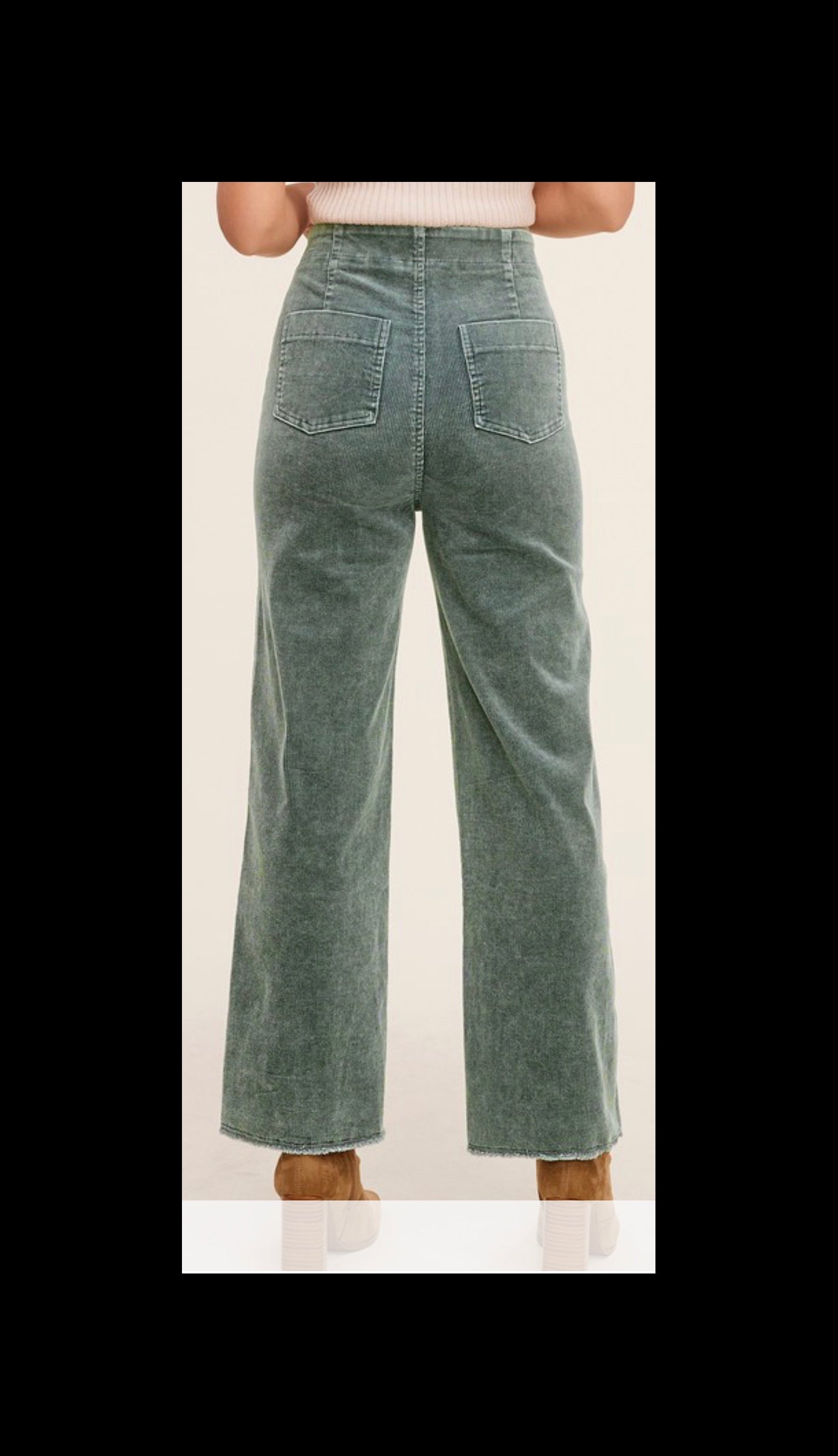 Mineral Washed Corduroy Straight Leg Jeans