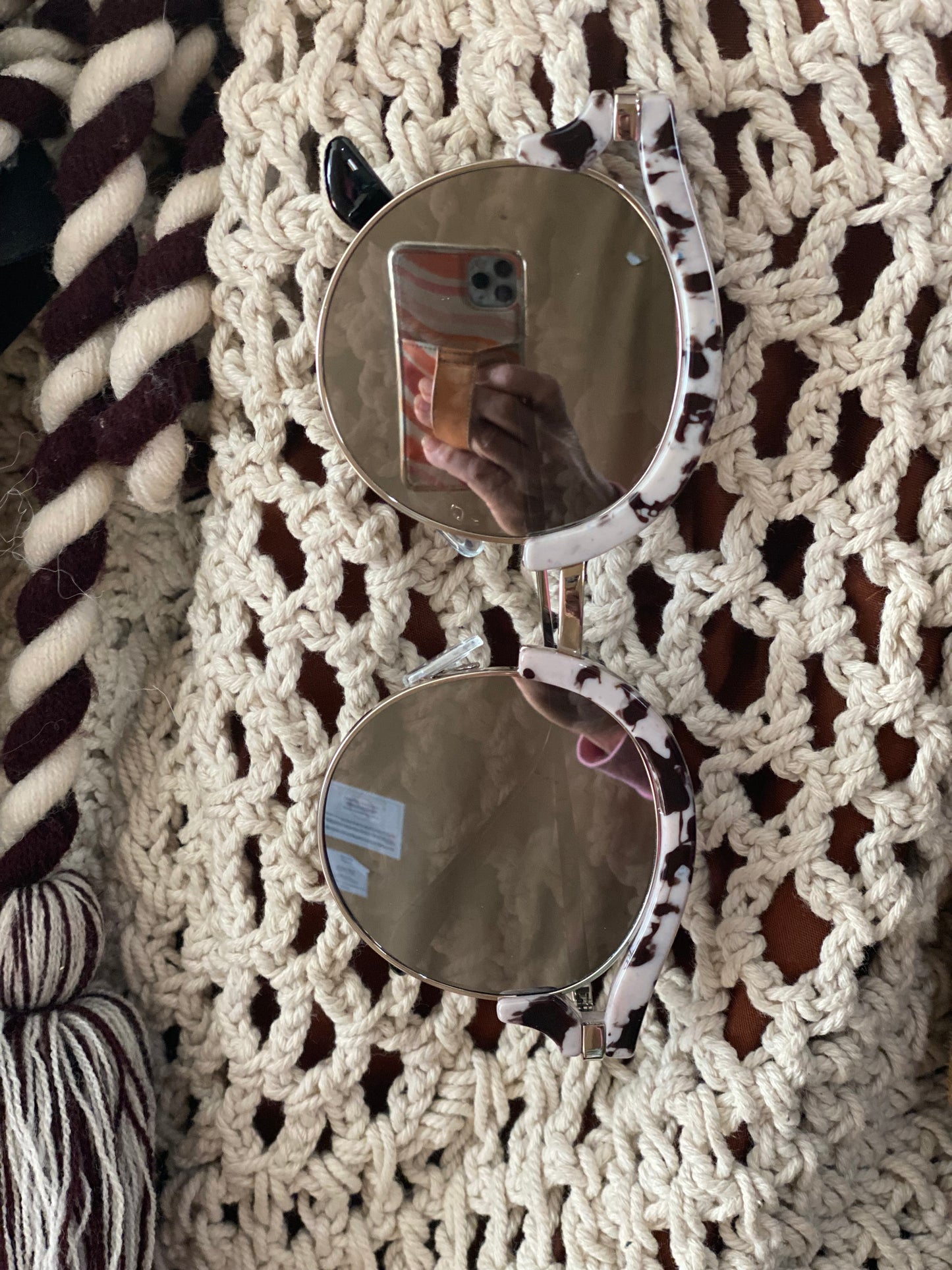 Round Half Brow Mirrored Sunglasses