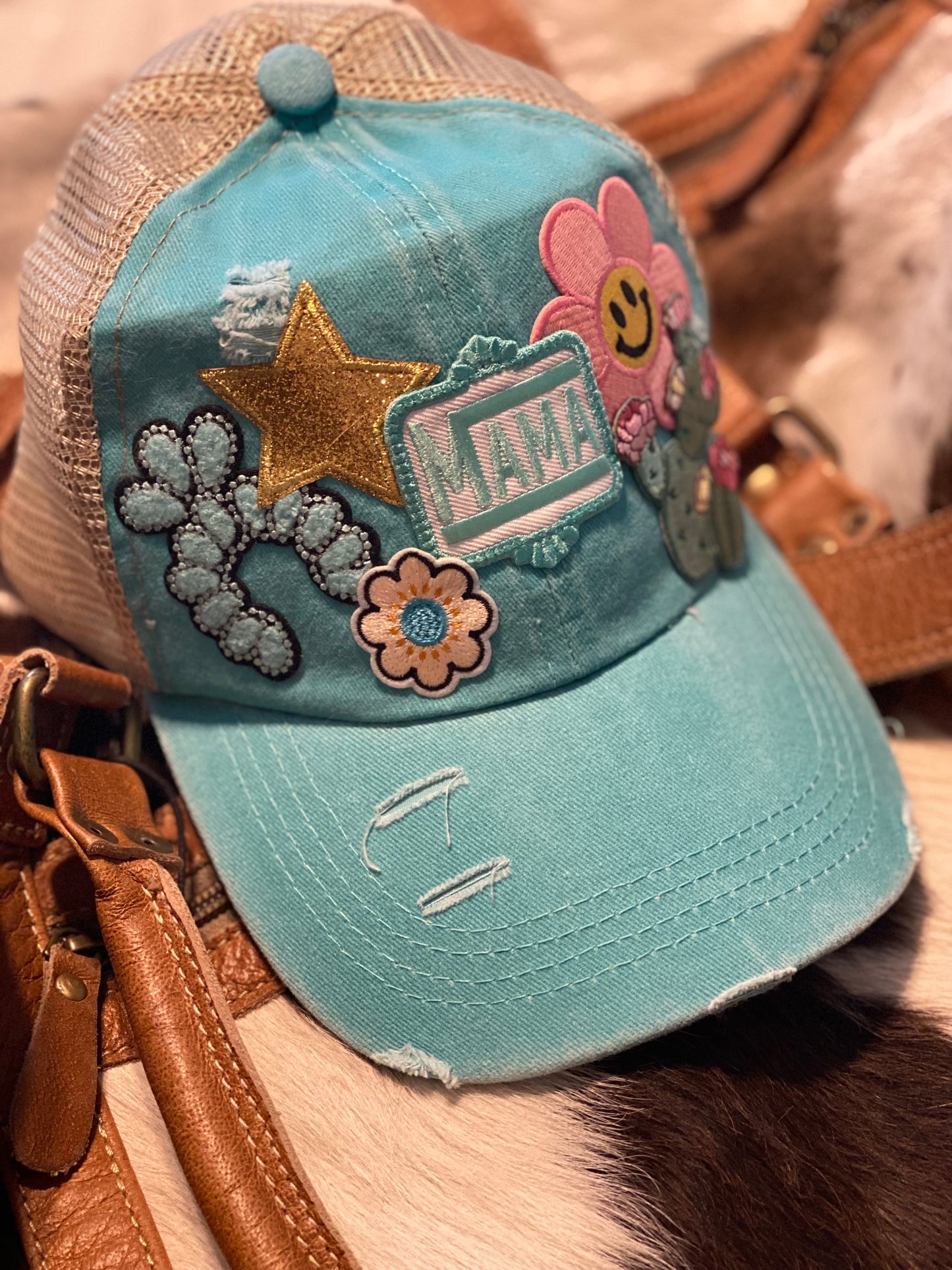 Turquoise Mama Trucker Cap