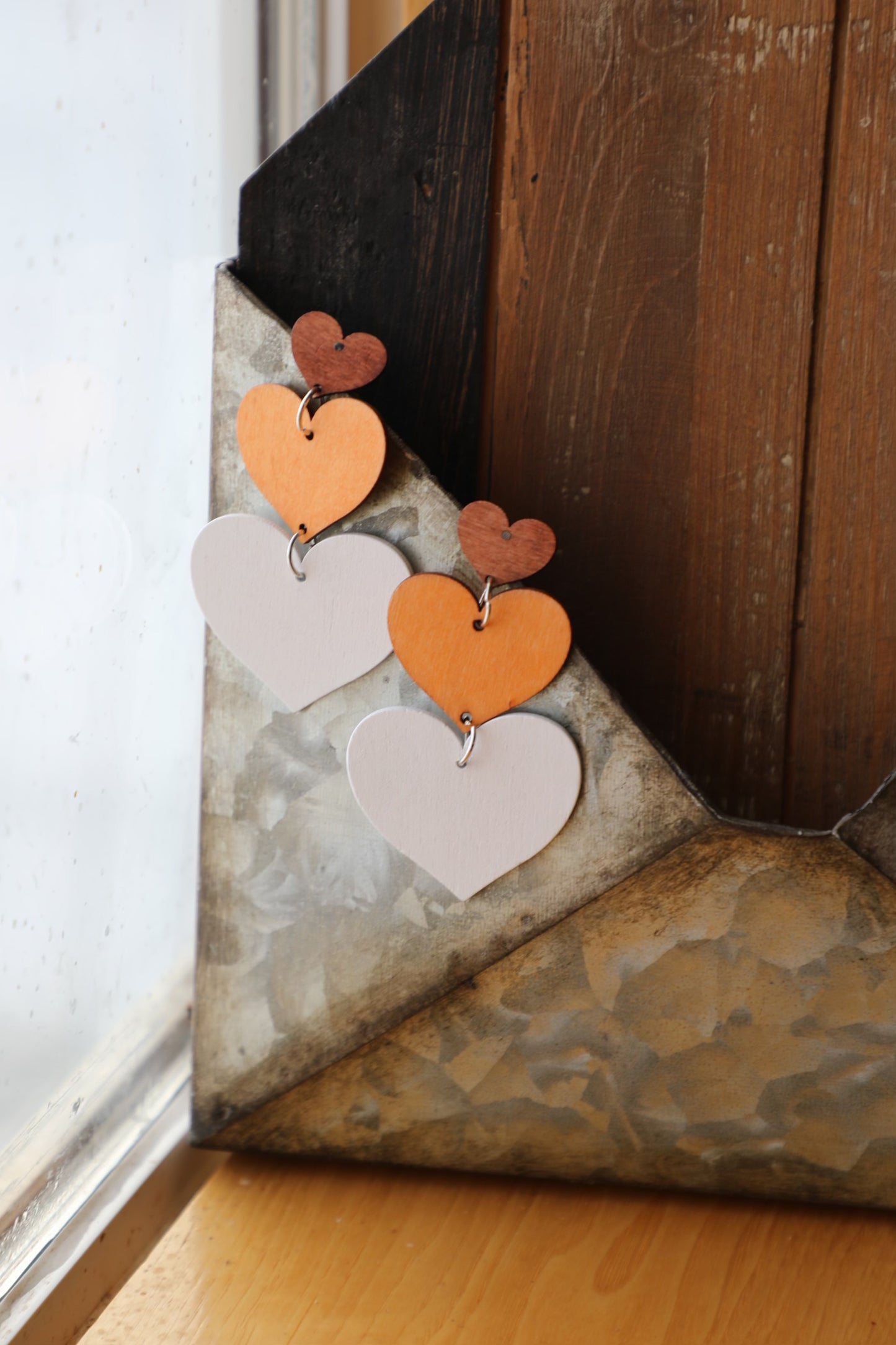 Styled By Kate Wooden Heart Earrings