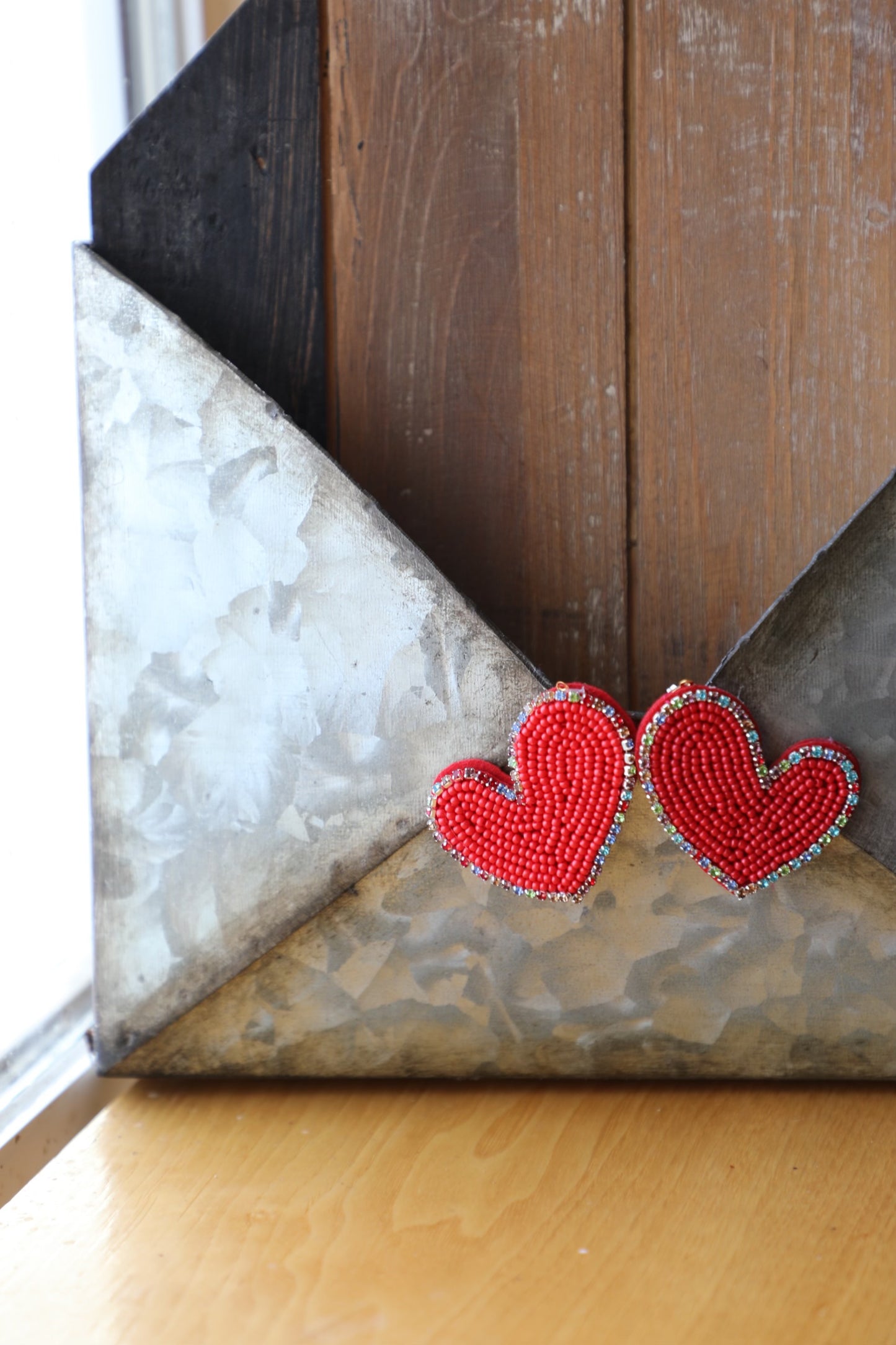 Styled By Kate Red Heart Seed Bead Earrings