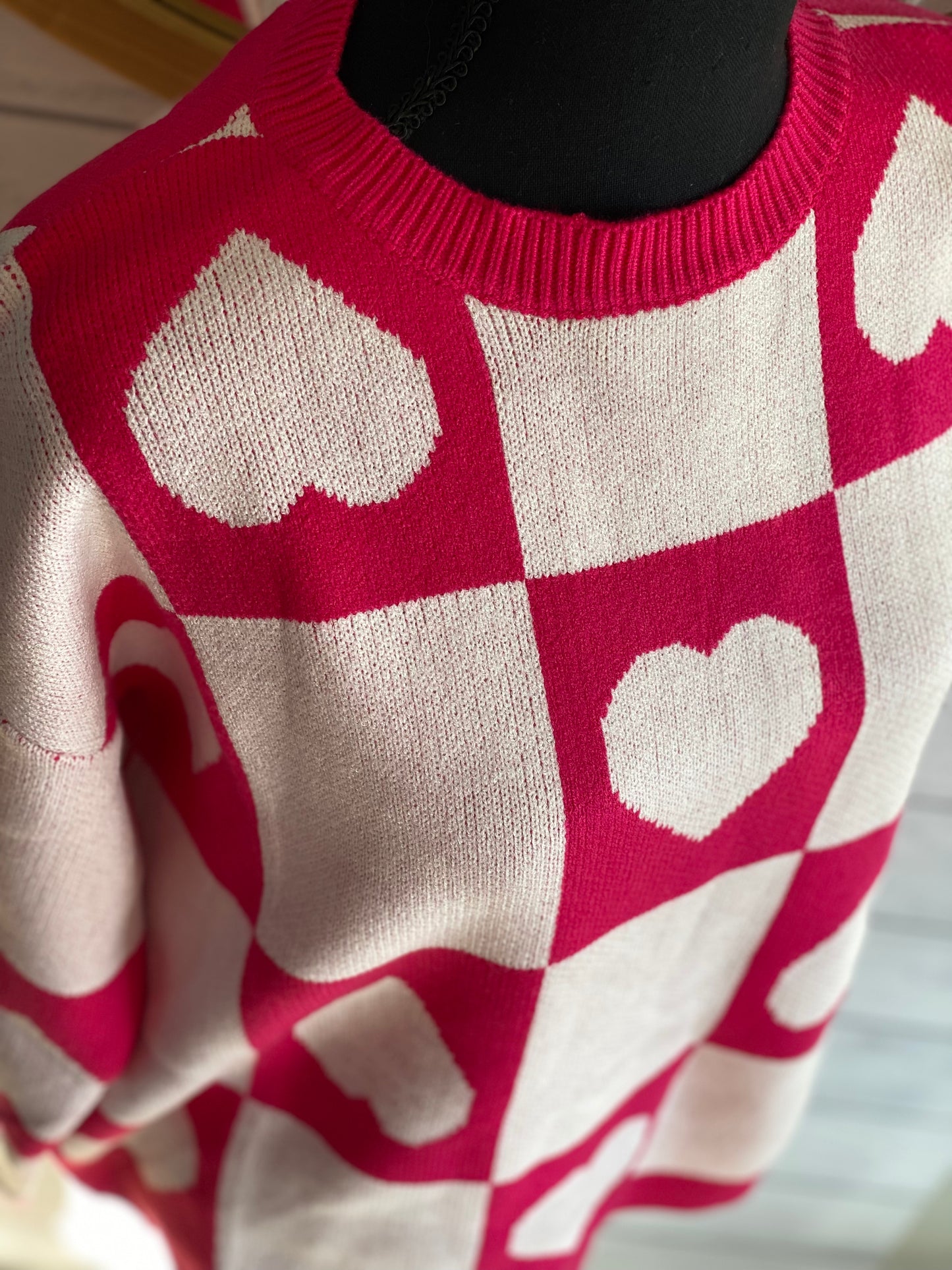 Checkered Heart Sweater
