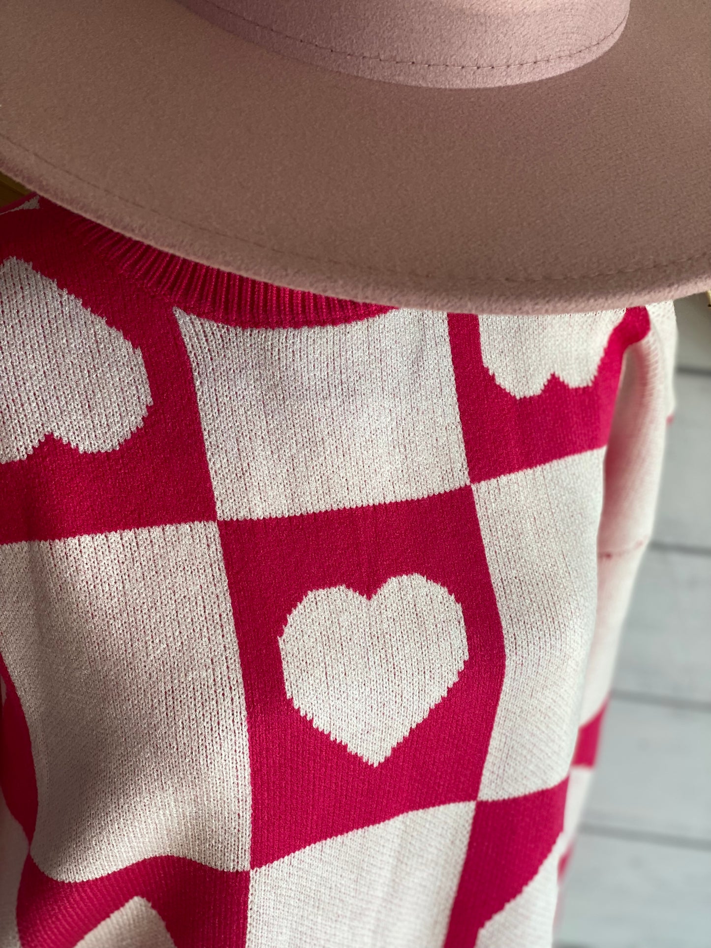Checkered Heart Sweater