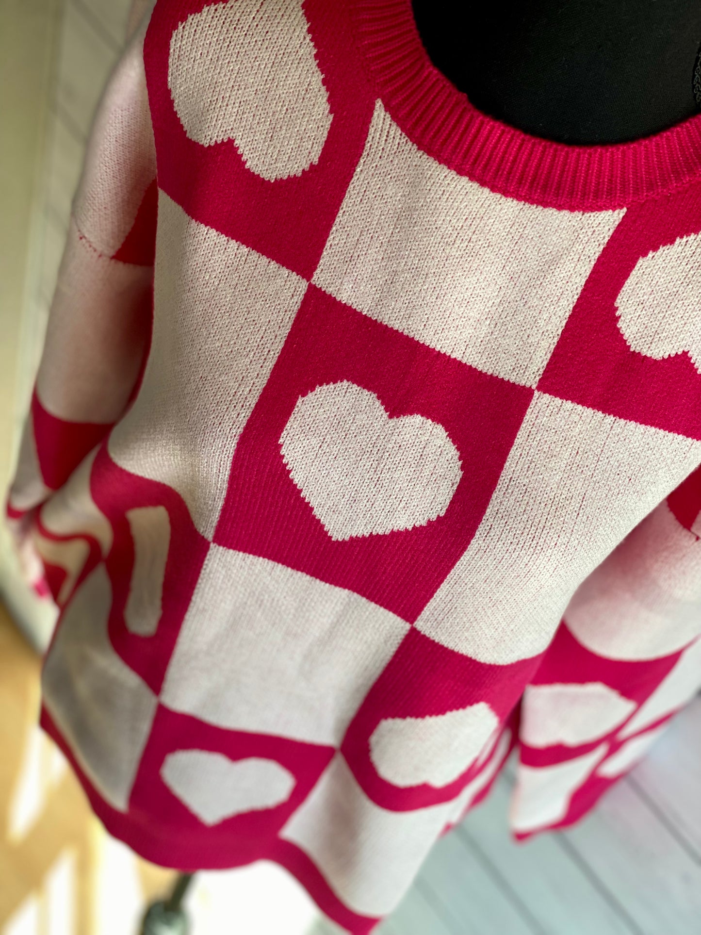 Checkered Heart Sweater