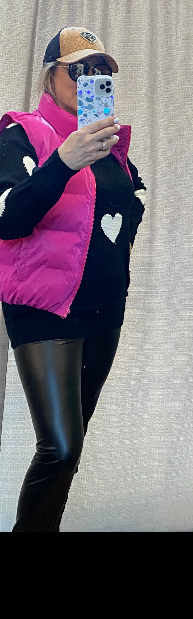 Black Sweater with White Hearts