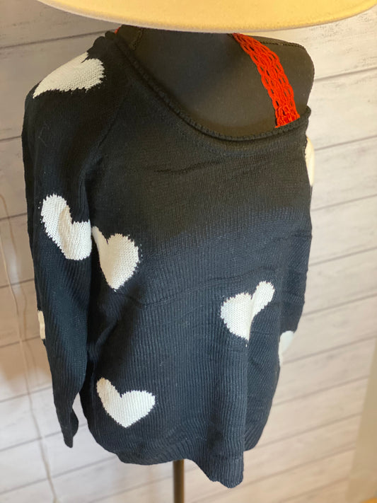 Black Sweater with White Hearts