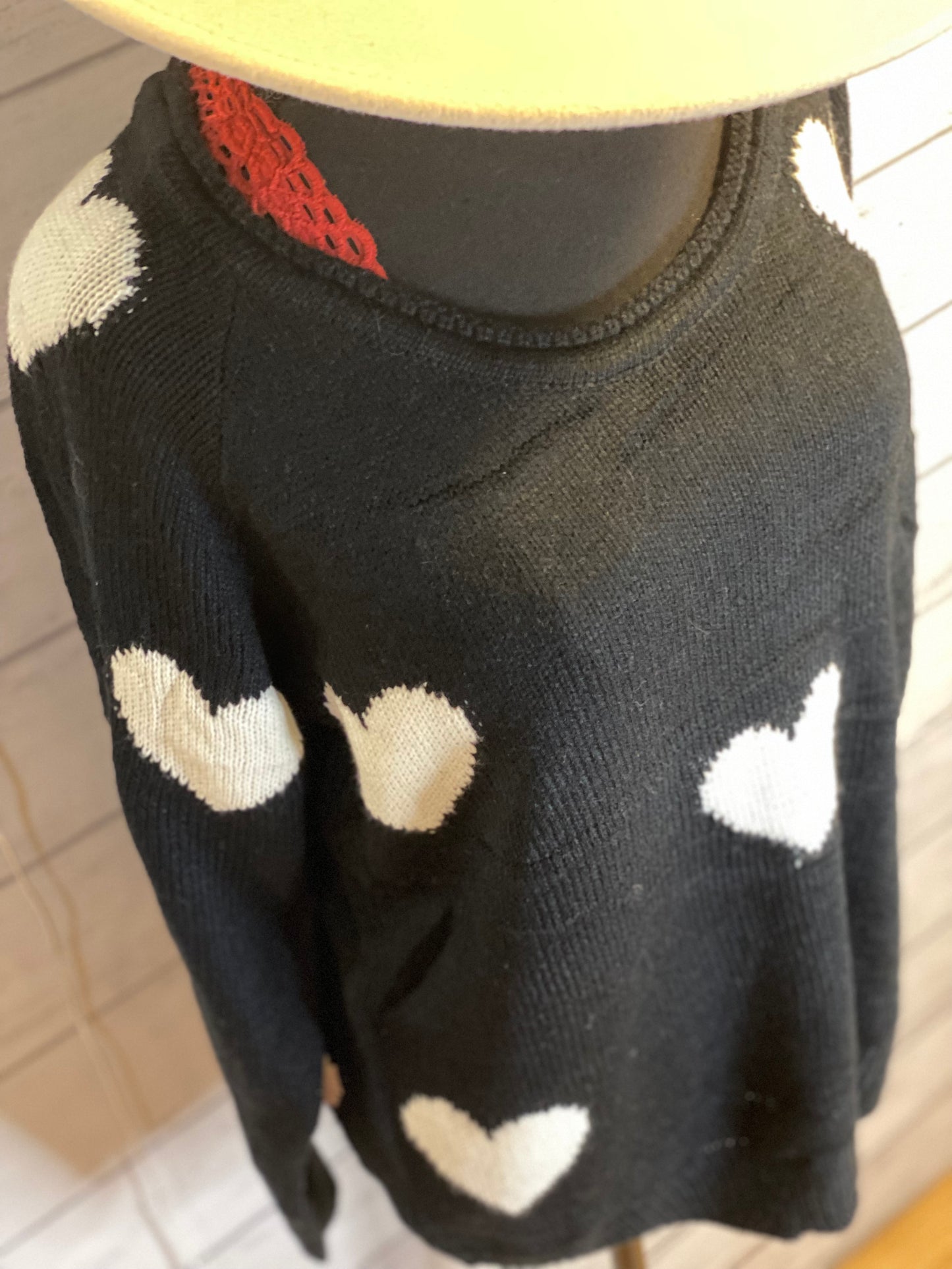 Black Sweater with White Hearts