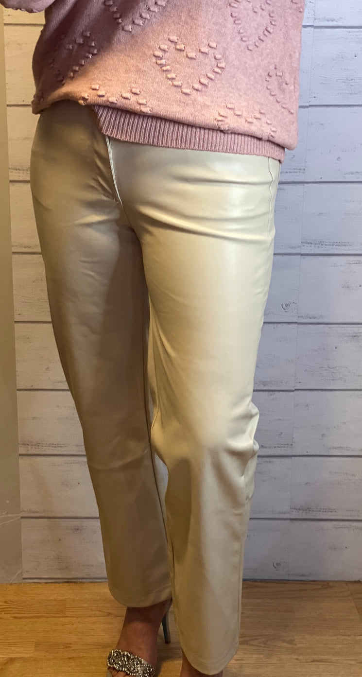 Faux Leather Straight Pants