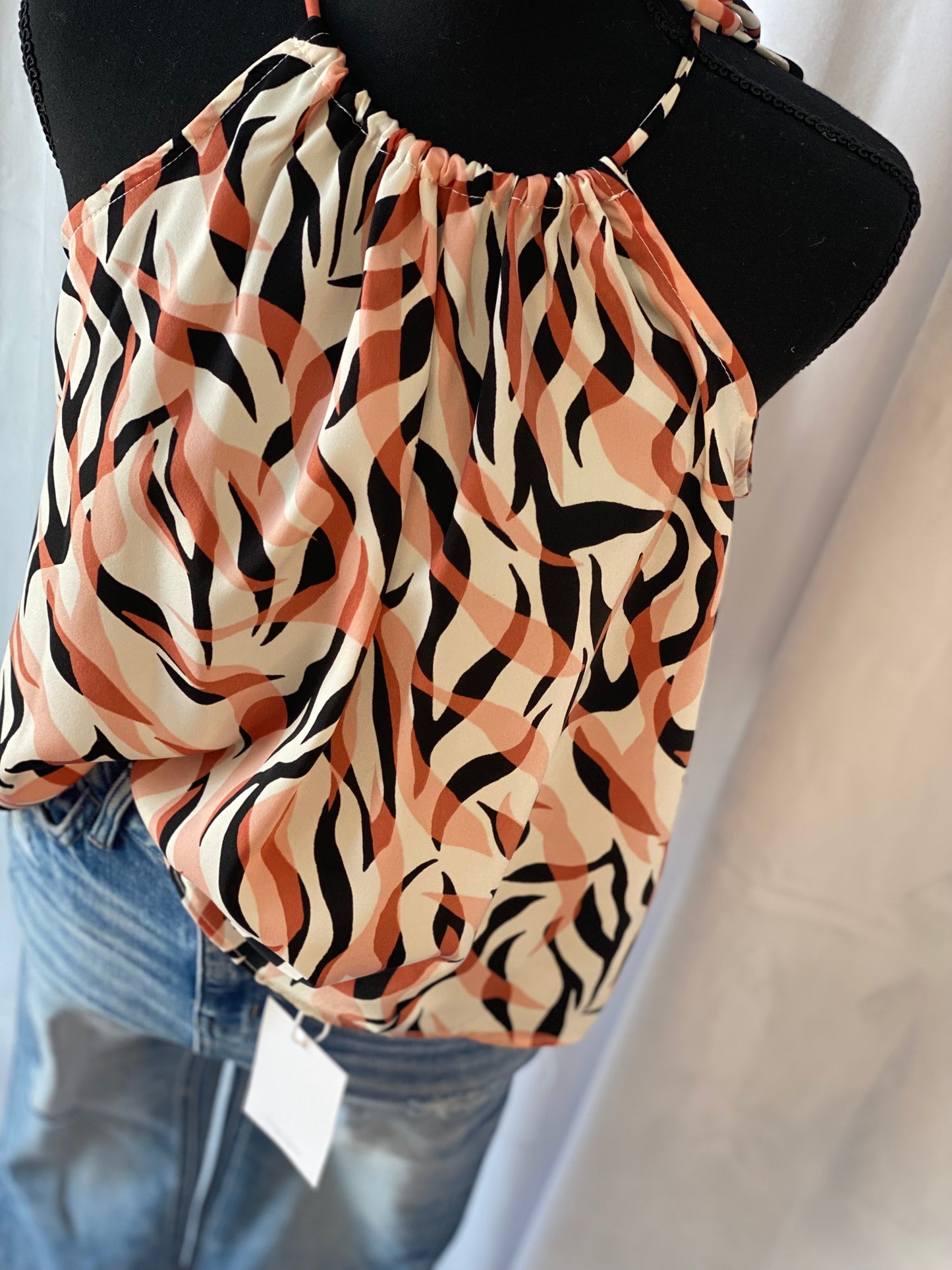 Zebra Print Halter Neck Top