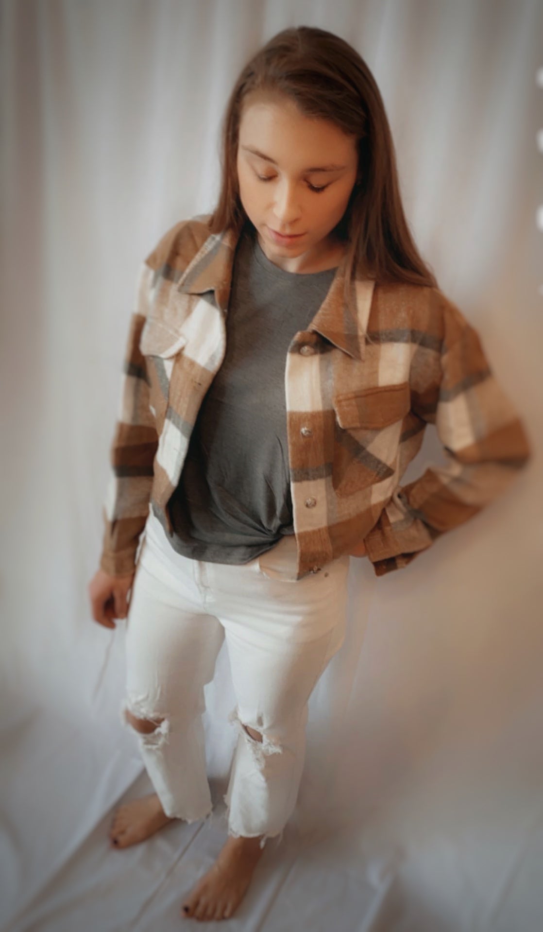 Cropped Plaid Jacket