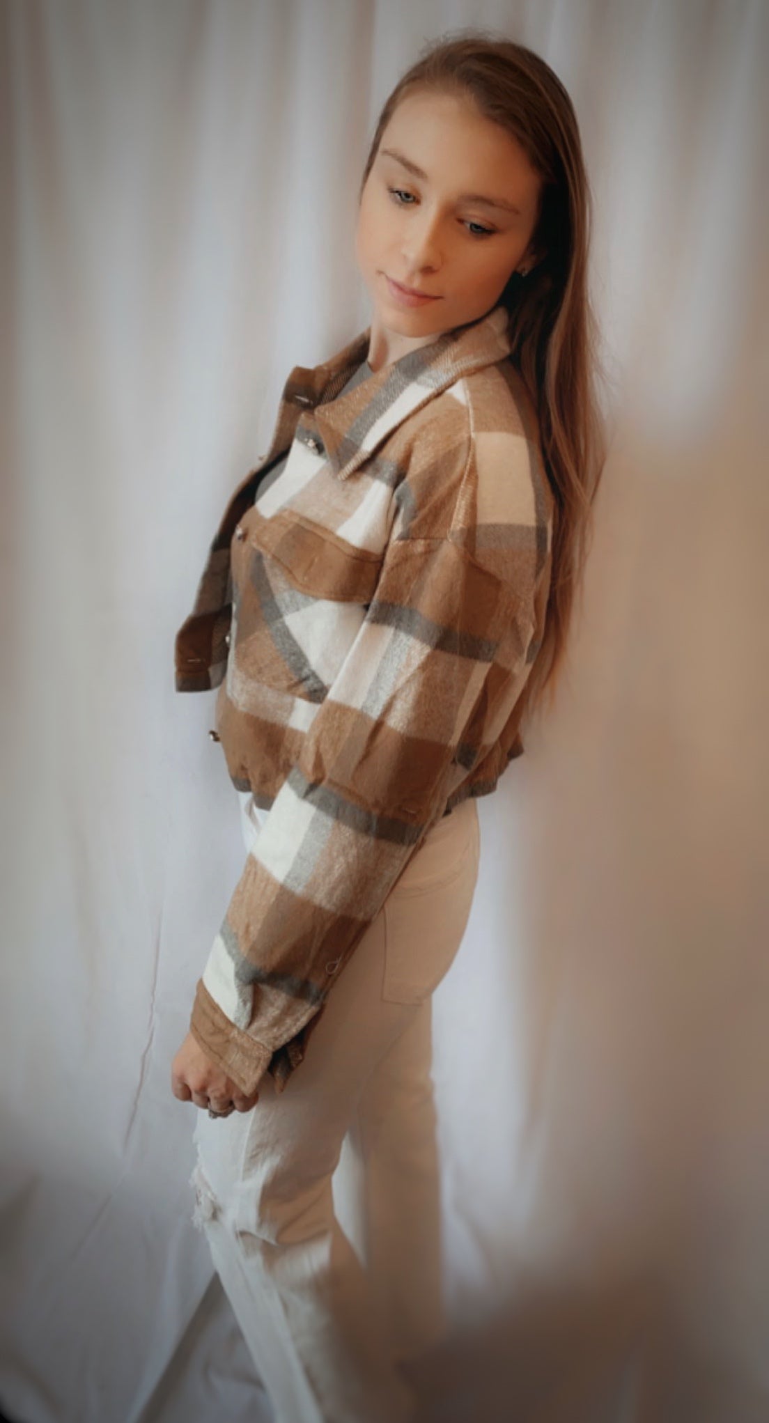 Cropped Plaid Jacket